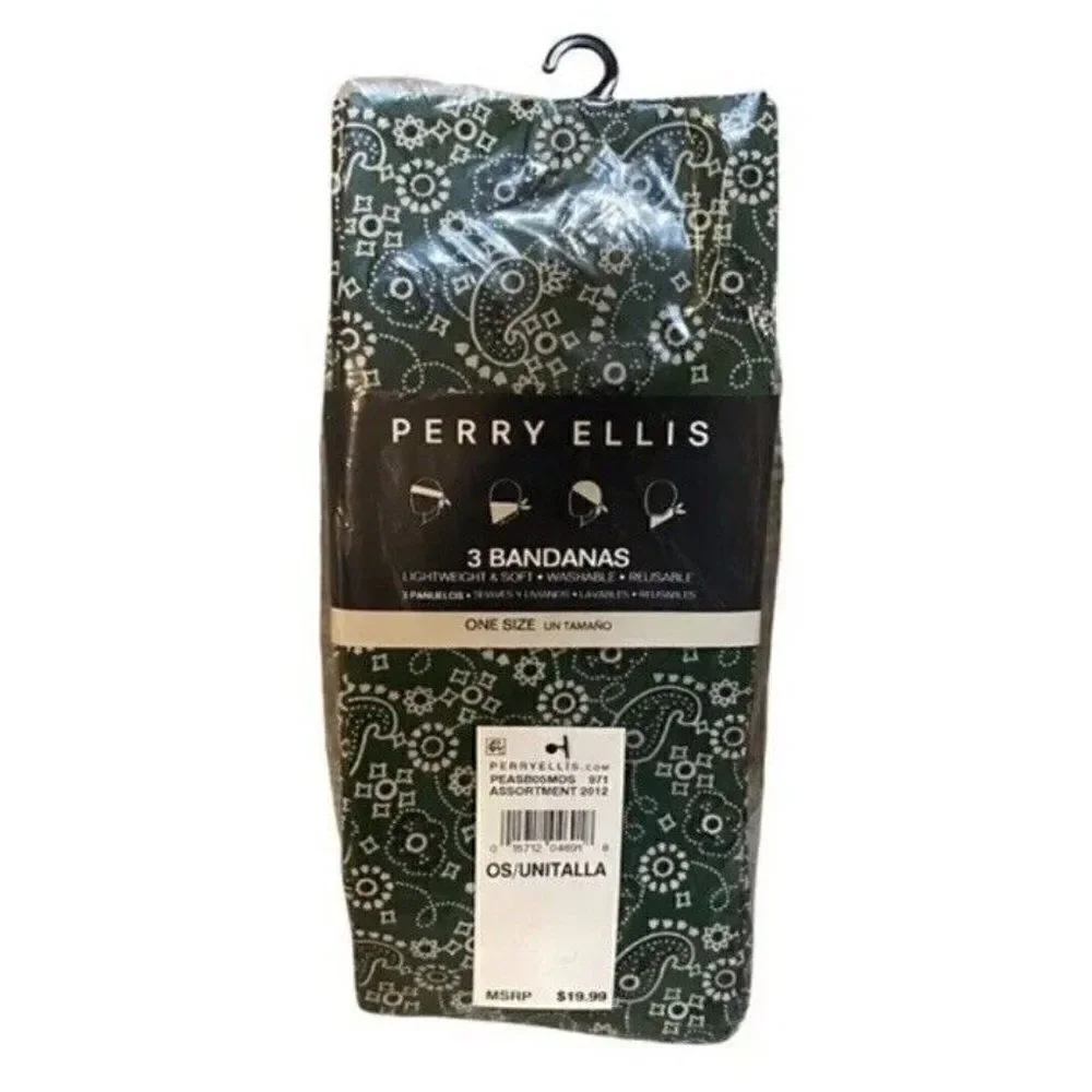Perry Ellis Portfolio Mens Assorted 3 Packs Of Bandanas 9 Total Lot Set New